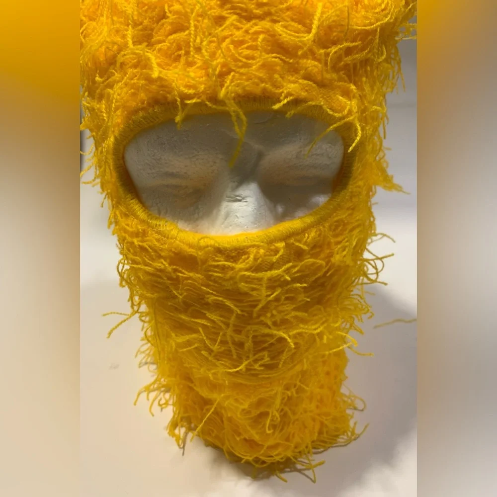 Yellow Knit Face Mask Hat  - Winter Beanie Ski Mask